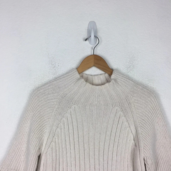 Free People Begin Again Mock Neck Cream Knit Jumper Sweater Small - Picture 4 of 14